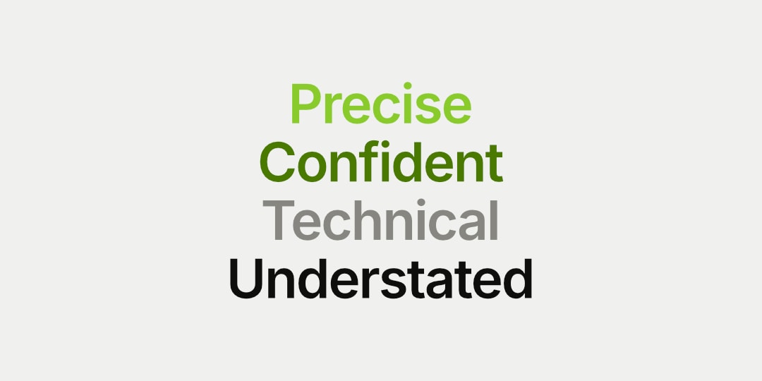 "precise, trustworthy, approachable, reliable"